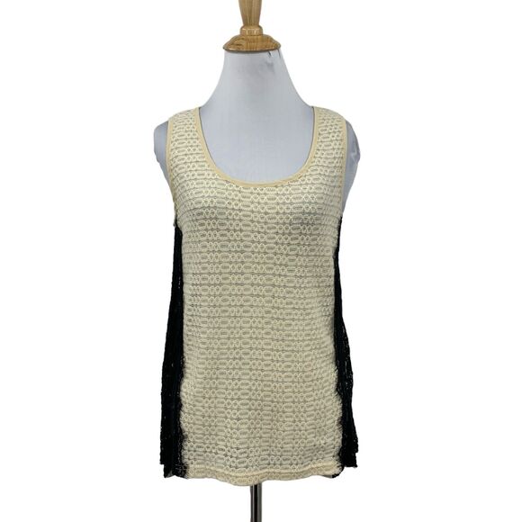 Ryu Top Womens S Small Open Knit Stripe Lace Emo Back High Low Anthropologie - Picture 1 of 13